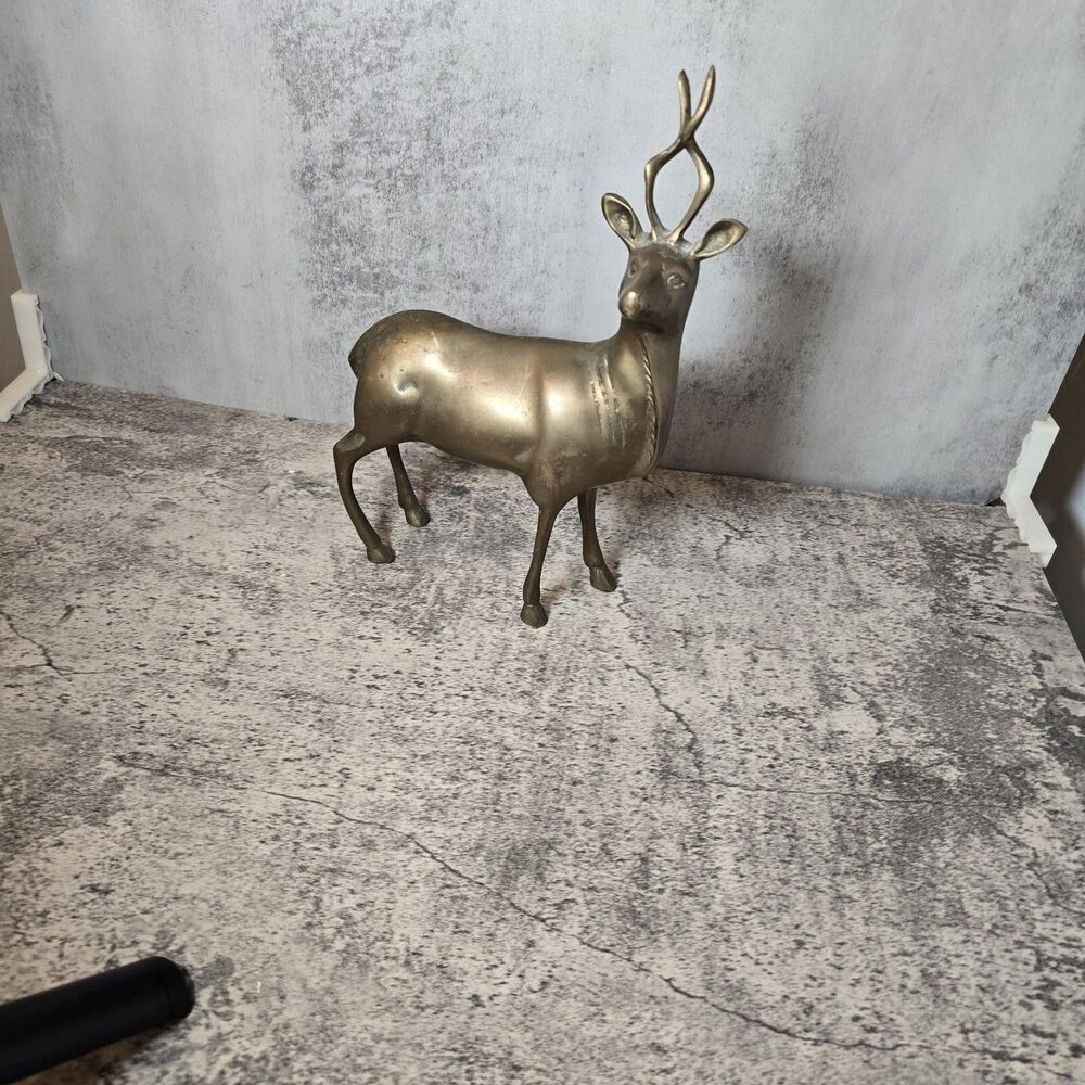 Vintage Mid Century Modern brass Antelope Deer figurine 10x6.5 - Picture 3 of 7